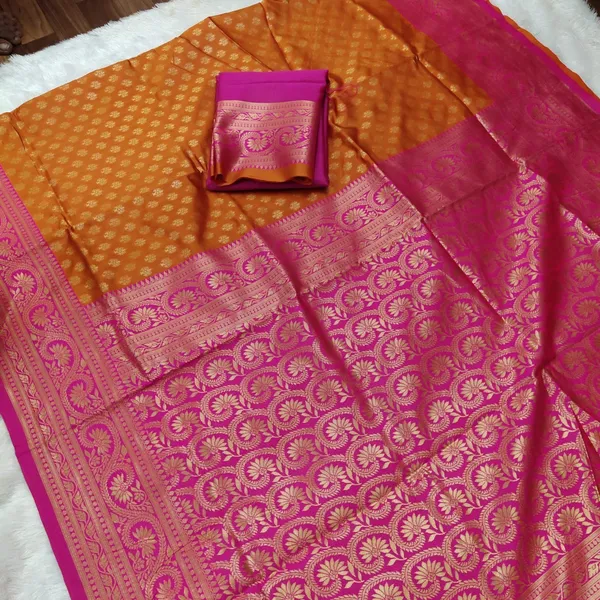 Orange_Woven_Kanjivaram_Silk_Saree_with_Saree_Cover